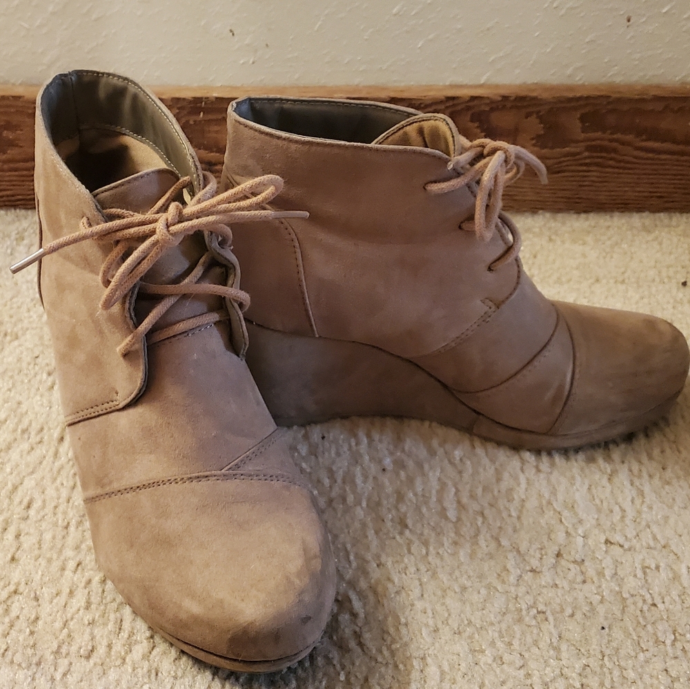 Tan Wedge Booties
